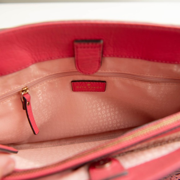 Kate Spade Purse Flamingo Pink Leather Crossbody Bag Laser Cut Flower BarbieCore - Picture 8 of 9